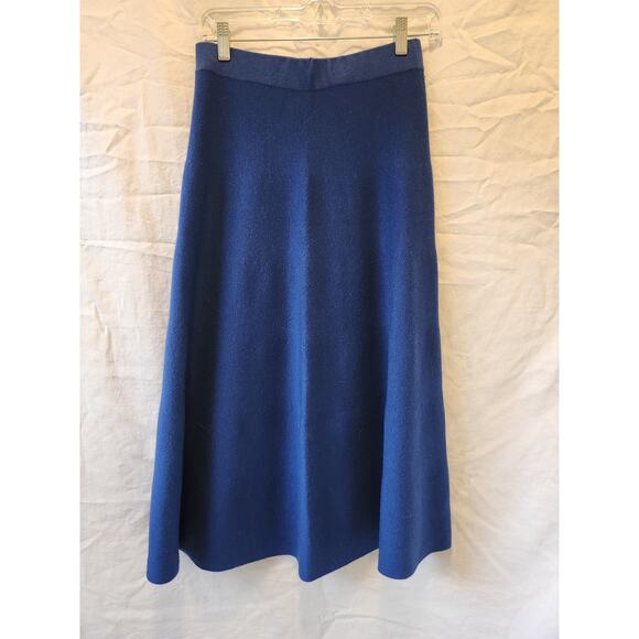 J. Crew 100% Merino Wool Blue Full Length Skirt Size 6 - Picture 2 of 8